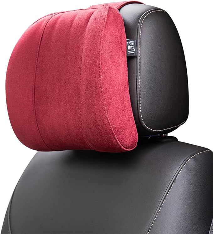 Car Neck Pillow Headrest, Memory Foam Car Headrest Pillow,Headrest Pillow for Car Relax Head Muscles and Relieve (Wine red)