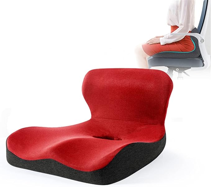 Car Seat Cushion & Lumbar Support Memory Foam Chair Pad, Back Support Pillow Chair Cushion for Office Reduce Tailbone Pressure & Improve Comfort(Light Gray)