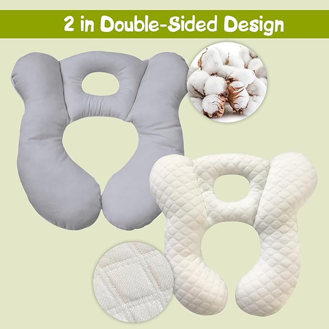 Baby Travel Pillow, Infant Kid's Cushion Soft and Skin Friendly for Car Seat, Pushchair and Stroller (Grey)