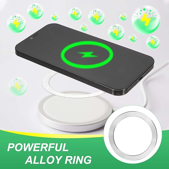 PATIKIL Universal CD Stripe Magnetic Adapter Ring, 4 Pcs Ultra-Thin Sticker Ring Adhesive Nickel-Iron Alloy for Phone Cases Holder Wireless Charging Car Mount Kit, Silver Tone