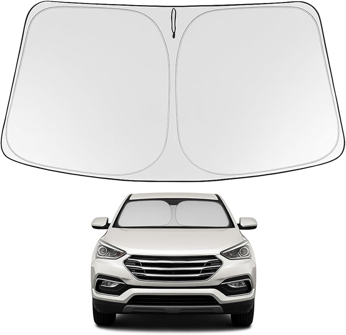 Proadsy 2026 Upgrade Windshield Sun Shade Custom Fit 2013-2018 Santa Foldable Front Sunshade Protector Sun Visor Blocks UV Rays Keep Car Cooler