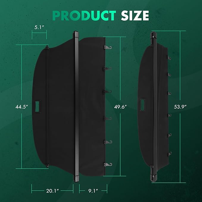 Cargo Cover for 2020 Fit for Nissan Murano 2016 Fit for Nissan Murano 2.5L 2015-2023 Fit for Nissan Murano 3.5L Retractable Rear Trunk Cargo Shade Luggage Security Cover Shielding Waterproof