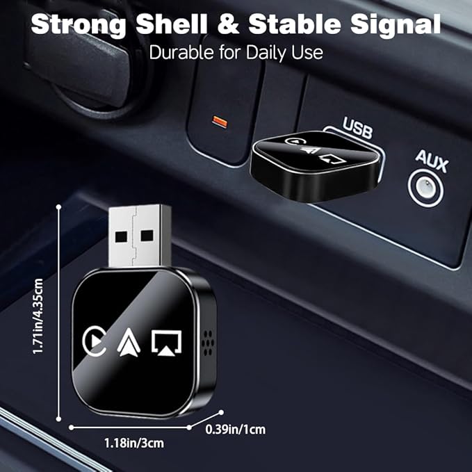 3 in 1 Wireless Carplay Adapter, Car Screen Mirroring Converter, 2026 Upgrade Mirror iOS Phone for iPhone/Airplay/Apple/Android, Bluetooth Auto Link, Wired to Wireless, Plug & Play (for Android)