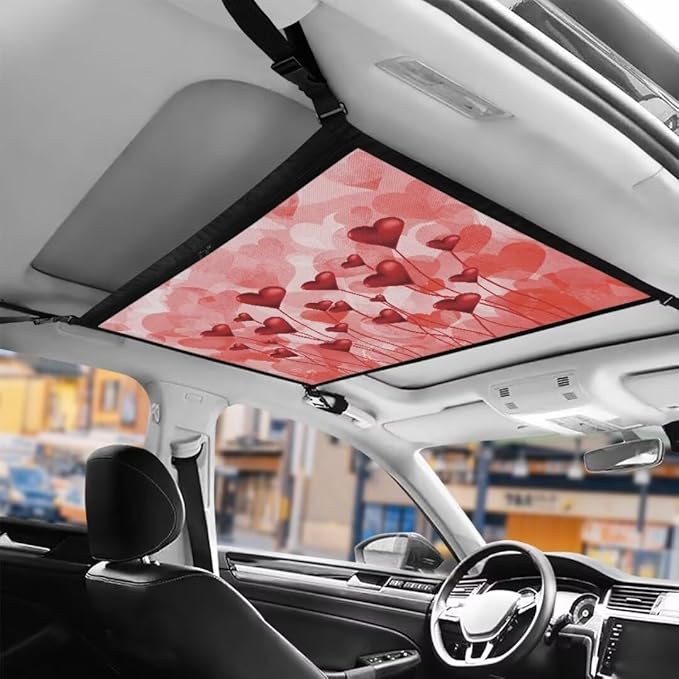 Red Love Balloon Car Seat Organizer Roof Storage Tidy Pouch Pocket Car Travel Accessories Suitable for Cars, SUVs