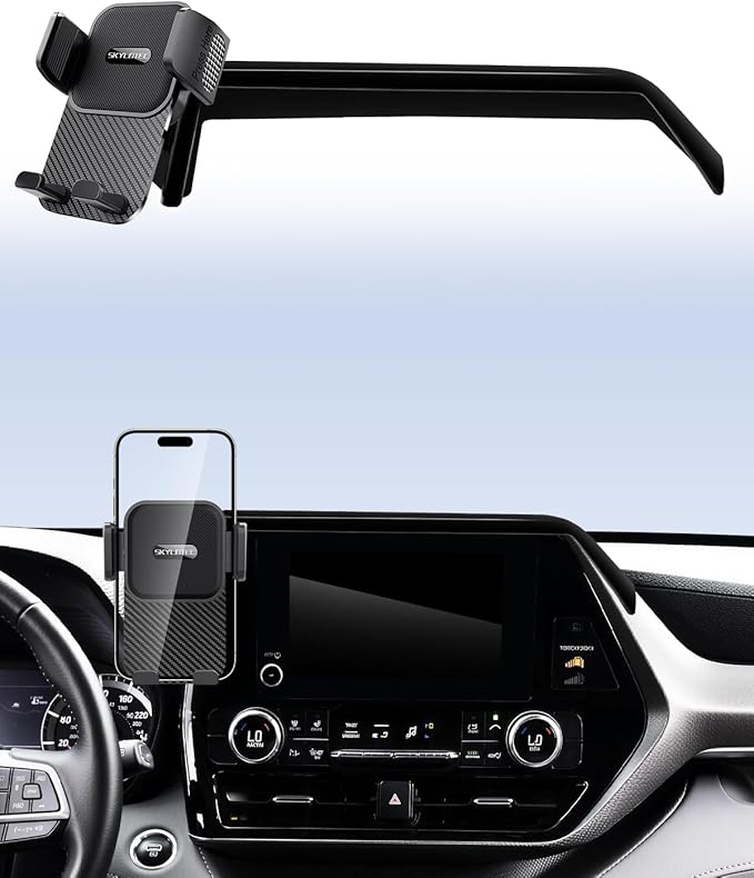SKYLOTEC Car Phone Holder for Toyota Highlander 2020-2025 Accessories 8-Inch Screen Fixed Clip, Automobile Cradles Phone Mount, Cell Phone Base Not Block Air Vent (Not Fit 12.3-inch Limited Platinum)