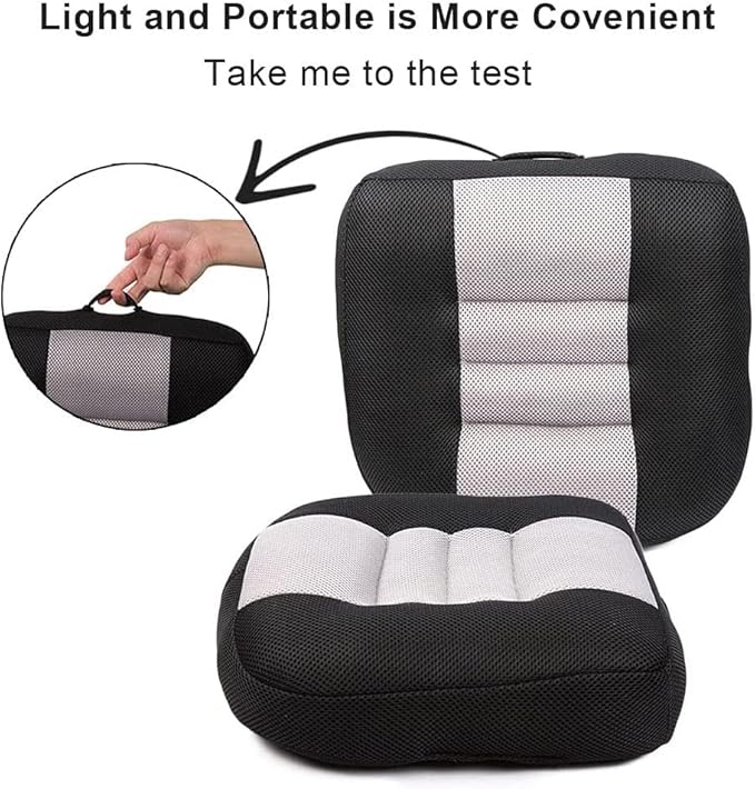 Car Booster Seat Booster Height Lifting Pad Breathable Mesh Portable Car Seat Cushion for Truck, Car, SUV, Office Chair, Wheelchair (Black&Grey)