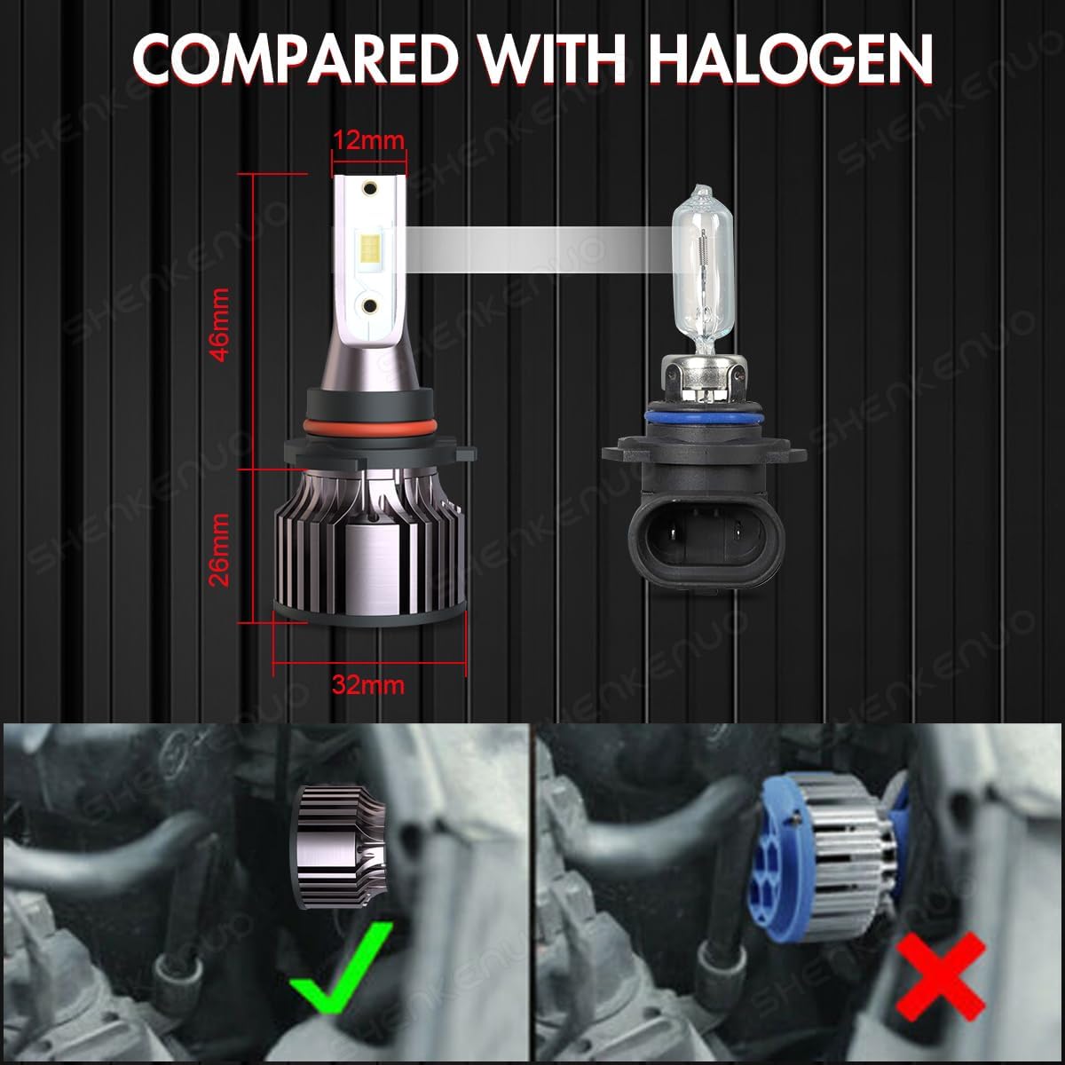 Headlight Bulbs Fit For 2004-2012GMC Canyon 9005 High Beam 9006 Low Beam 9145 Fog Light Bulbs,6500K White Car Light,500% Brightnes Bulb,Plug and Play, IP68, Pack of 6