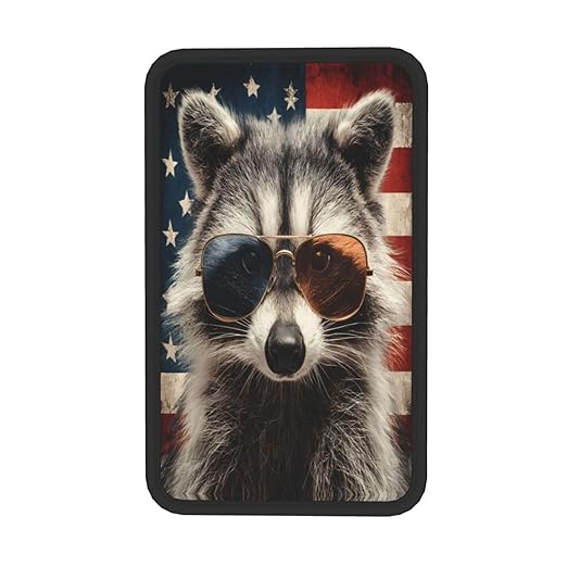 Cute Raccoon Sunglasses with American Flag Car Auto Armrest Cushion Cover Accessories Center Console Seat Box Pad Protector Universal Decoration for Most Vehicle SUV Truck
