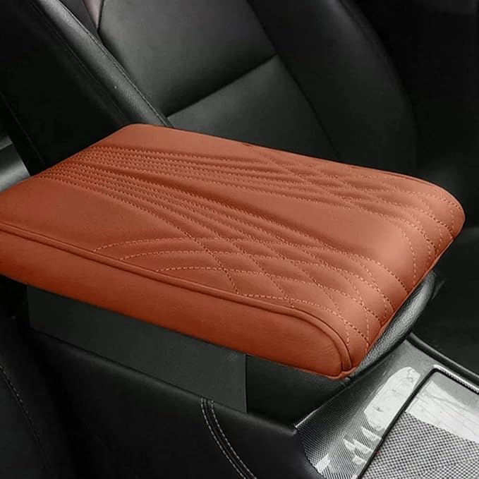 Leather Car Armrest Box Pad, 2025 Upgrade Universal Auto Arm Rest Cushion Memory Cotton Armrest Box Pad, Car Center Console Cover for Most Vehicle, Car Accessories (#7)