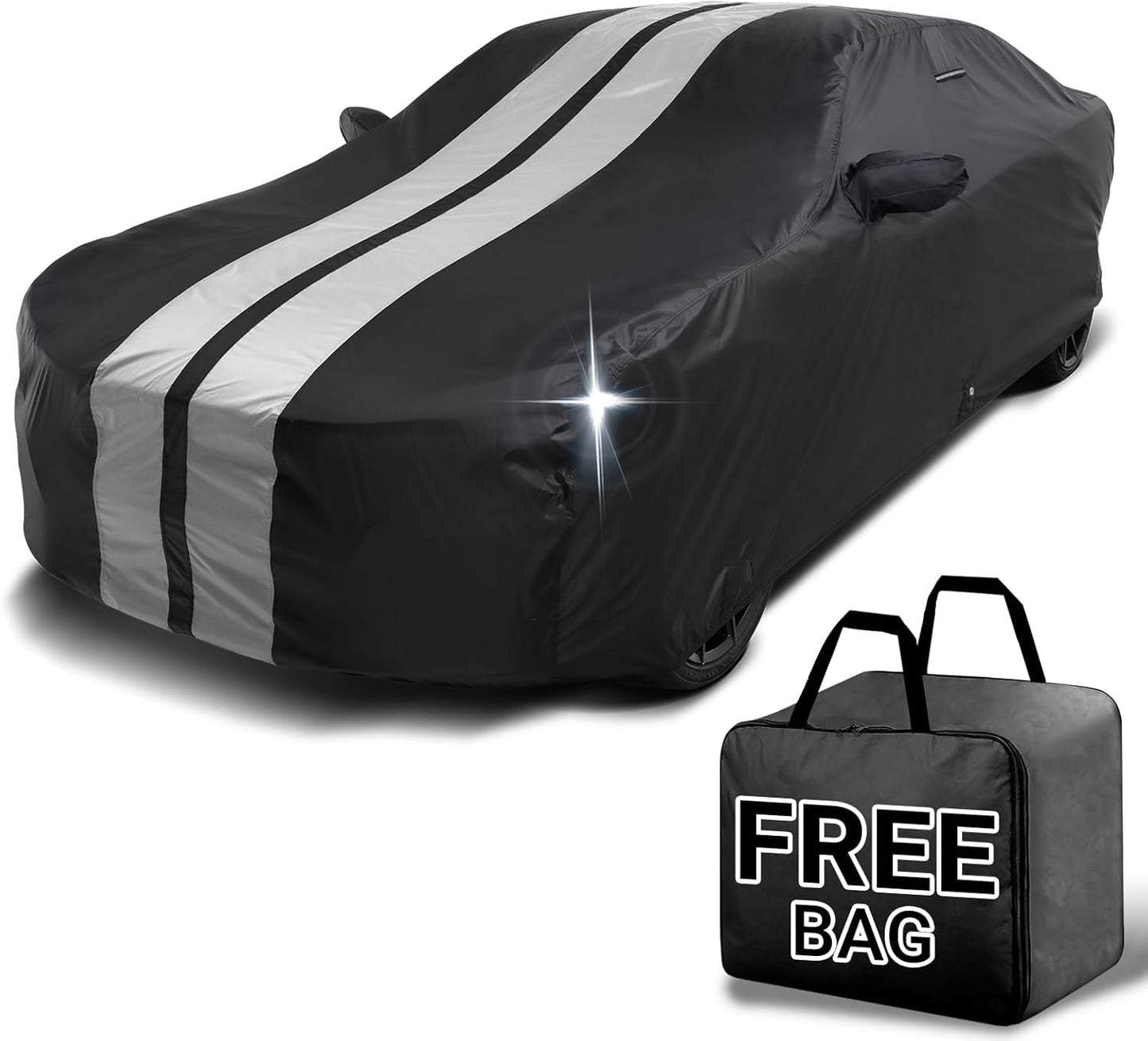 iCarCover Custom Car Cover for Buick Century Wagon (1984-1996) Waterproof All-Weather Rain Snow UV Sun Protector Full Exterior Indoor Outdoor Car Cover (Stripe - Black/Gray)
