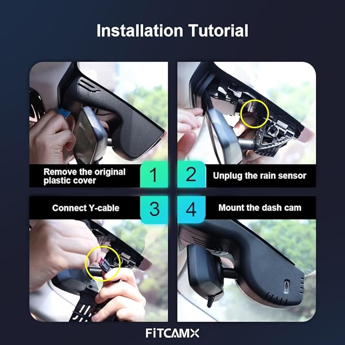Fitcamx 4K Dual Dash Cam Suitable for BMW 4 Series M4 2020-2024 430i 440i M440i Xdrive G22 G23 G26 G82 G83 (HD2-6808), OEM Style, Dual HD Recording, WiFi&APP, G-Sensor, Easy to Operate, 128GB Card