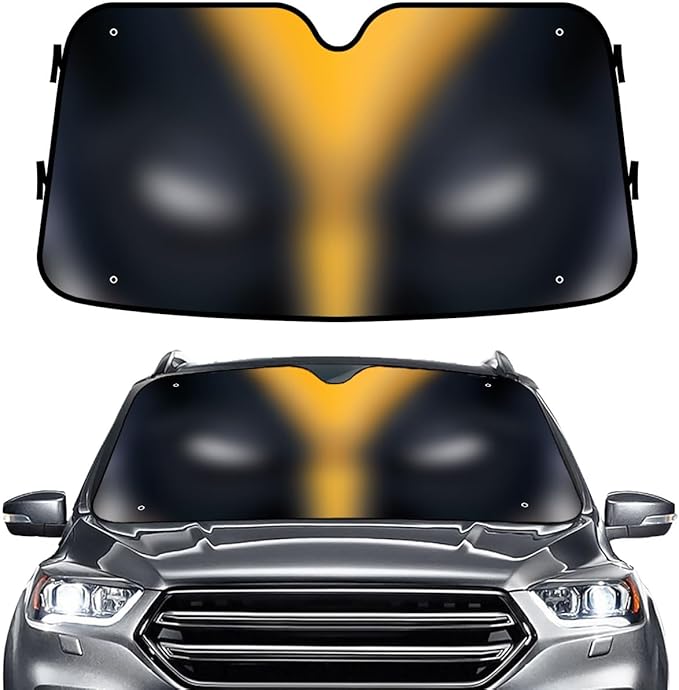 GENANY Yellow Eyes Windshield Sun Shade for Car SUV Truck (55x30 Inches), Sun Shade Windshield, Shades for Front Windows, Protector Blocks UV, Car Decor