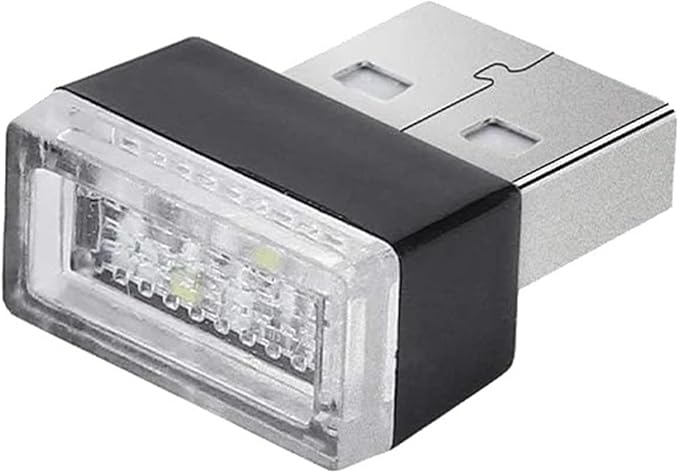 1/4/10 PCS USB LED Light Car Interior Styling Atmosphere Decorative Lamps Mini Universal Portable Ambient Lighting Kit Red Bule(4 PCS_White)