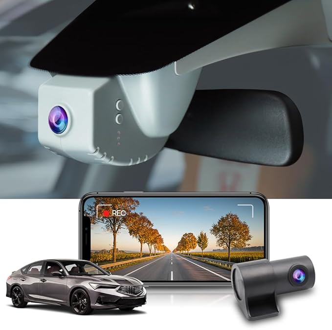 Fitcamx Front 4K+Rear 1080P Dash Cam Adapts for Acura Integra Type S 2023-2026 (Grey Cover), Integrated OEM Style, 2 Way HD Video, WiFi & APP, Loop Recording, G-Sensor, Easy to Use, 128GB Card