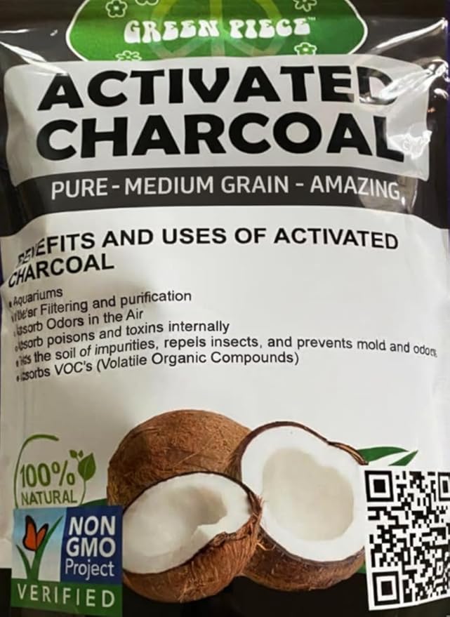 Green Piece® Activated Charcoal Pure - Medium Grain Air Purifying Bag - Kid/Pet Friendly Air/Water Fresheners - Odor Absorber - Resealable Bag - SUPER CLEAN - Made by Green Piece (1 Pound)