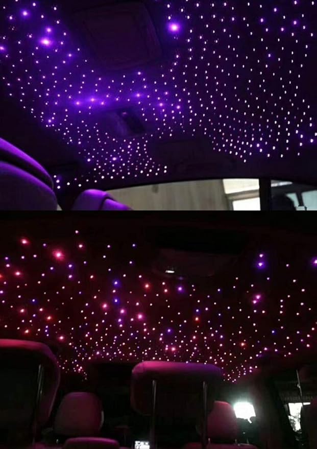 AKEPO 16W Starlights Headliner Kit Fiber Optic Star Lights Kit, Mixed Dia. 295pcs(0.75+1+1.5mm) 9.8ft/3m Optical Fiber Strands APP/Remote Control Music Activate Car Home Use Optical Fiber Light Kits