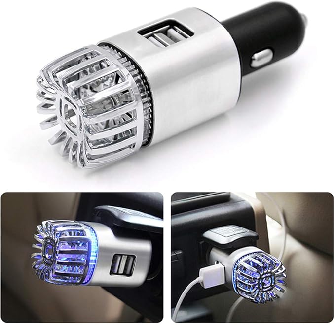 2 In 1 Car Air Purifier, 12v Plug Car Air Freshener And Ionic Air Purifier,For Car With Dual Usb Charger, Remove Dust, Pollen, Smoke And Bad Odors - Available For Your Auto Or Rv