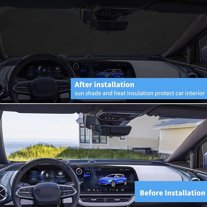Windshield Sun Shade for Chevrolet Equinox 2018 2019 2020 2021 2022 2023 2024 Accessories Fit Chevy Window Sunshade Sun Visor Windshield Cover, 4 Layers UV Protector Car Accessories Shield Shade