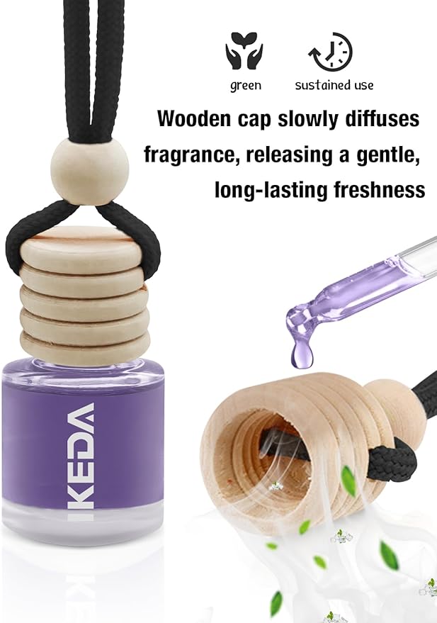 Ikeda Car Air Freshener: Hanging Car Smell Air Freshener | 10ml Hanging Car Perfume | Long Lasting Fragrance | Strong Scents Diffuser for Auto Home (Black ice|Circular)