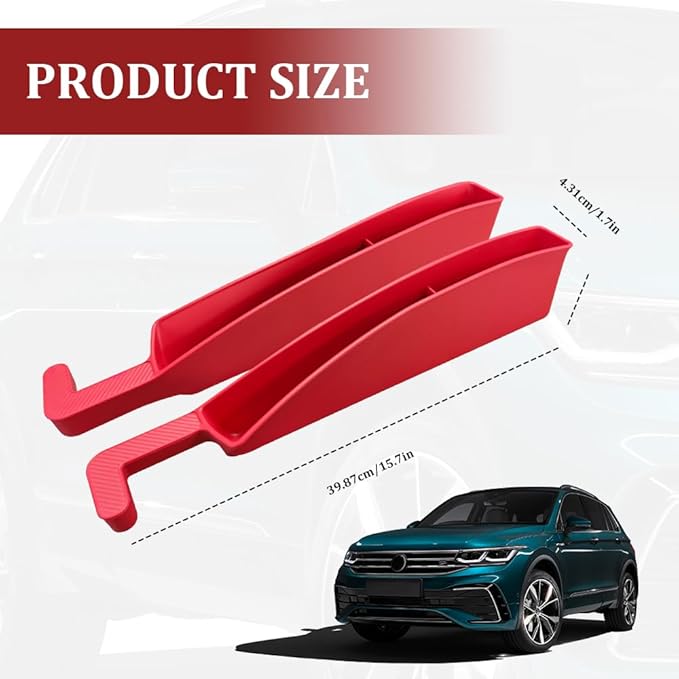 2PCS New Car Seat Gap Filler with 2 Storage Areas, Stylish Car Seat Gap Storage for Stabilizing Phone, Keys Wallet, Universal Car Seat Gap Filler Organizer for Women Men (Red)