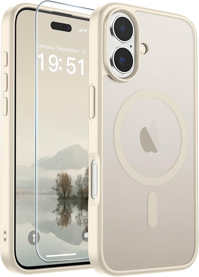 SUPFINE Magnetic for iPhone 17 Case (Compatible with MagSafe)(Military Grade Drop Protection) Translucent Matte Shockproof with Anti-Fingerprint Phone Cover,Antique White
