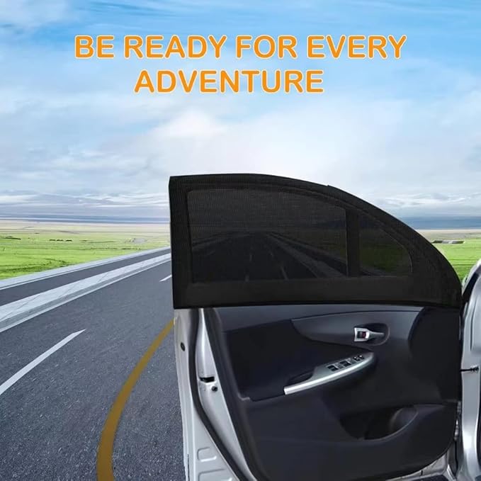 2pcs Car Front Window Sunshade, Breathable Mesh Car Window Screen Streched up to 40", for Night Camping, Privacy Shade