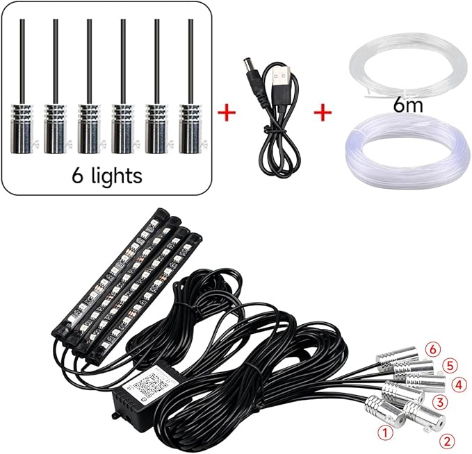 Car LED Interior Lights Strip APP Control, Car Neon Lights Kit with 236 inches Fiber Optic, Music Mode Sound Active Cars Atmosphere Ambient Lighting Kit
