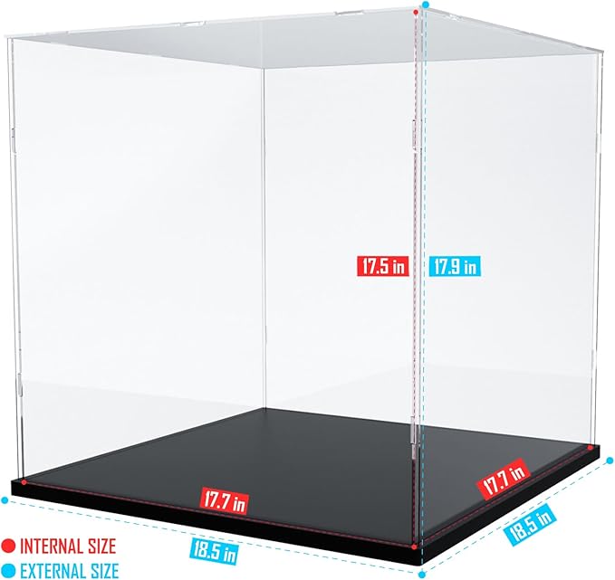 Choowin Large Acrylic Display Case for Lego Ideas Tree House 21318 & Piano 21323 - Thickened Clear Acrylic Display Box for Collectibles - Dustproof, Assemble, Black Base