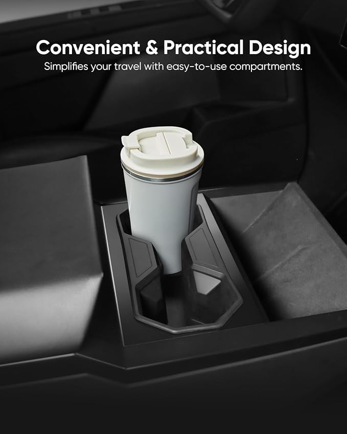 Tesla Cybertruck Cup Holder - Dual Compartment Silicone Insert for 2024-2025 Cybertruck, Anti-Slip & Spill-Proof, Custom Fit for Secure Drink Placement, Durable & Easy to Clean Interior Organizer