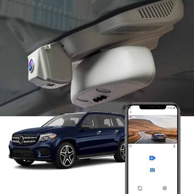 Fitcamx 4K Dash Cam Suitable for Mercedes-Benz GLE GLS 2016-2019 (Model B) W166 X166, OEM Factory Look, UHD 2160P Video, Loop Recording, Built-in WiFi & APP, G-Sensor, Easy to Install, 64GB Card