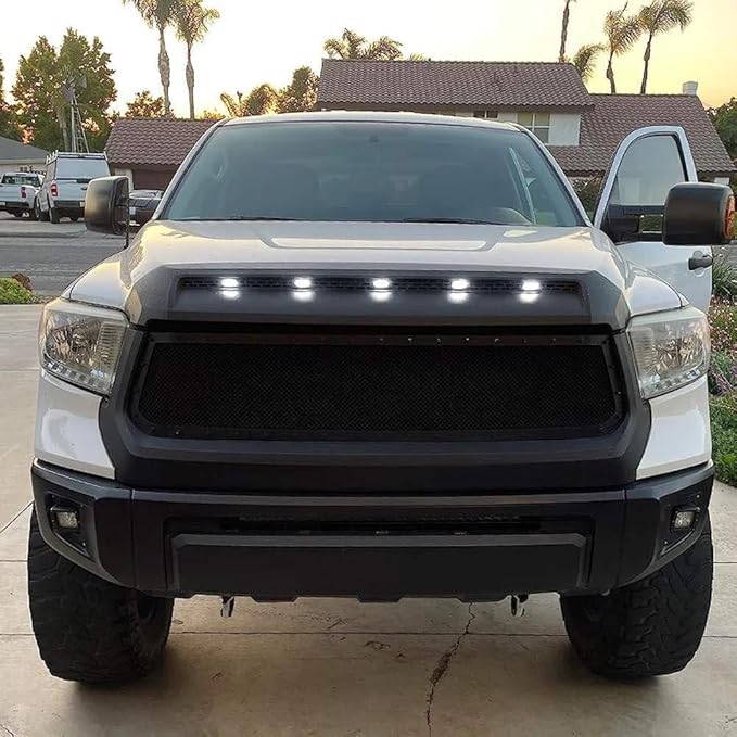 iJDMTOY Clear Lens Xenon White Full LED Front Upper Hood Bulge Insert Replacement Lighting Kit Compatible with Toyota 2014-2021 Tundra