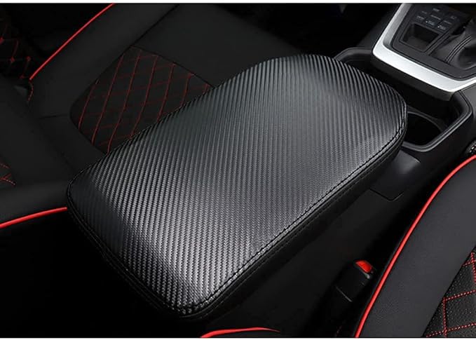 INTGET Center Console Armrest Cover for Toyota RAV4/RAV-4 Accessories 2025 2024 2023 2022 2021 2020 2019 Leather Middle Console Arm Rest Lid Cover Elbow Pad Protector(Carbon Fiber Texture)