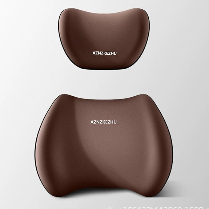 2025 Car Headrest & Lumbar Support Cushion, Car Lumbar Support Pillow and Neck Pillow Kit, Ergonomic Seat Headrest and Backseat for Neck Back Pain Relief (Brown)