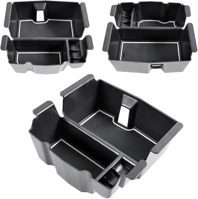 TACOBRO Center Console Organizer Compatible with Jeep Wrangler JL & JLU 2018 2019-2024 2025 2026 Accessories, Gladiator JT Truck 2020 2021 2022 2023-2026 Insert Tray Armrest Storage Box, White