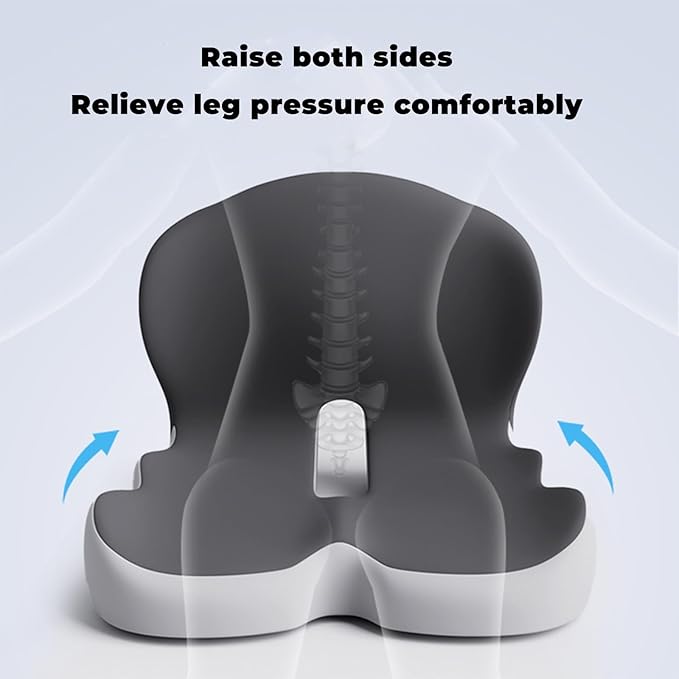 Back and Seat Cushion, Soothe+Cushion,Car Seats with Lumbar Support,Memory Foam Non Slip Skin with Back Support for Office Chair, Car (Dark Gray)