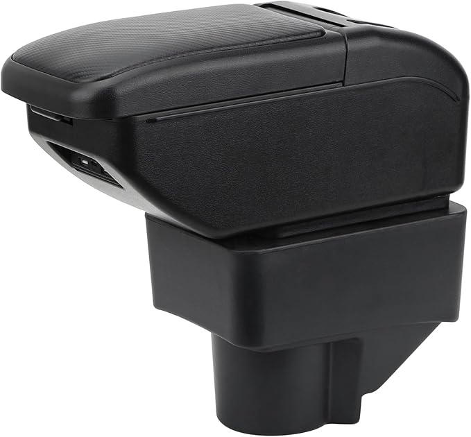 AULPHIKE Compatible with Ford Fiesta Armrest 3 2011-2018 Car Center Console Organizer Armrests Double Layer Storage with USB Ports（Carbon Fiber Style）
