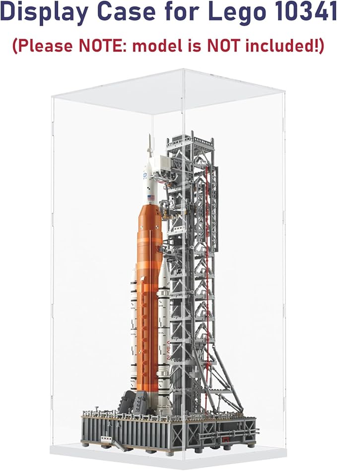 Choowin 29 inch Tall Acrylic Display Case for Lego Space Launch System 10341 Thickened Clear Acrylic Display Cases for Collectibles Figures Doll Bearbrick 1000% Assemble Dustproof Display Box(White)