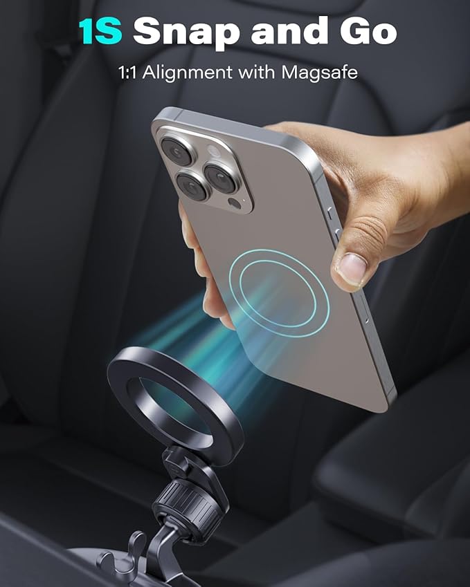 1Zero for Magsafe CD Phone Holder for Car [17 Strong Magnets] Magnetic CD Player Phone Mount, Hollow Socket CD Slot Phone Mount for iPhone 17 16 15 14 13 12 Series Pop Grip Ring Holder Magsafe Case
