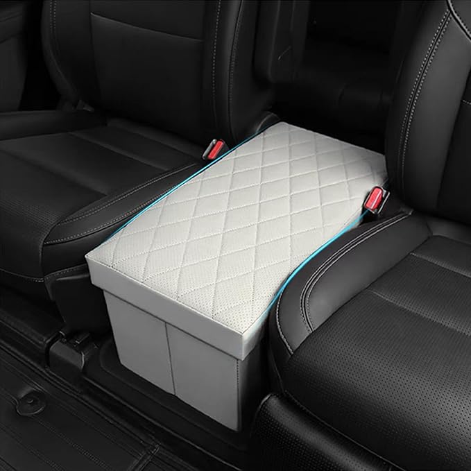 Seat Aisle Storage Box for Ford Explorer 6-Passenger Models – Organizer Rear Seats Passage – Foldable, Easy Installation, for Ford Explorer ST XLT Accessories 2020 to 2025 (White)