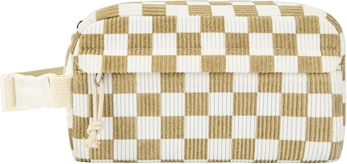 Small Insulated Snack Bag Lunch Bag for Kids Lunch Box for Women/Men, Collapsible [3L/5-Can] Reusable Lunch Bag Cooler Bag for Bottle with Handle Buckle for Work/School, Khaki Checkered