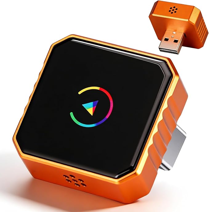 Mini Wireless for Carplay Adapter for iPhone & Android Auto, USB Plug & Play, Zero Delay Wireless 2 in 1 Adapter, Bluetooth Wi-Fi Pairing Allows for Easy Access to Navigation, Voice Control Etc