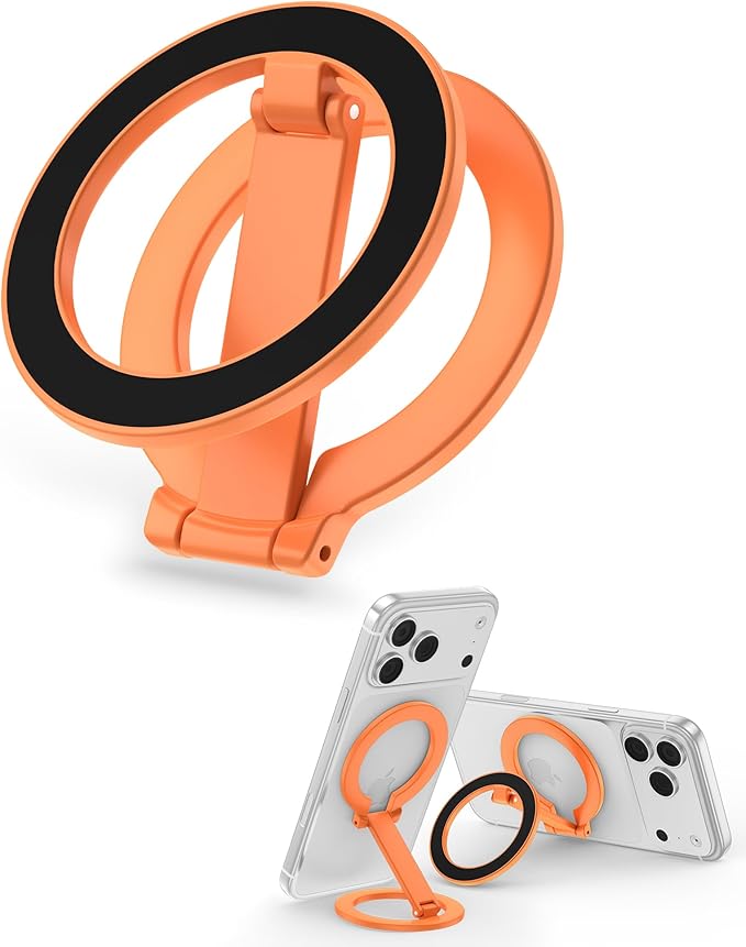 Magnetic Phone Stand for Magsafe, Dual-Sided Magnet Finger Loop Foldable 360°Rotation Kickstand Mag Safe iPhone Grip Cellphone Ring-Style Holder for Apple 17/16/15/14/13/12 Series&MagSafe Car Mount
