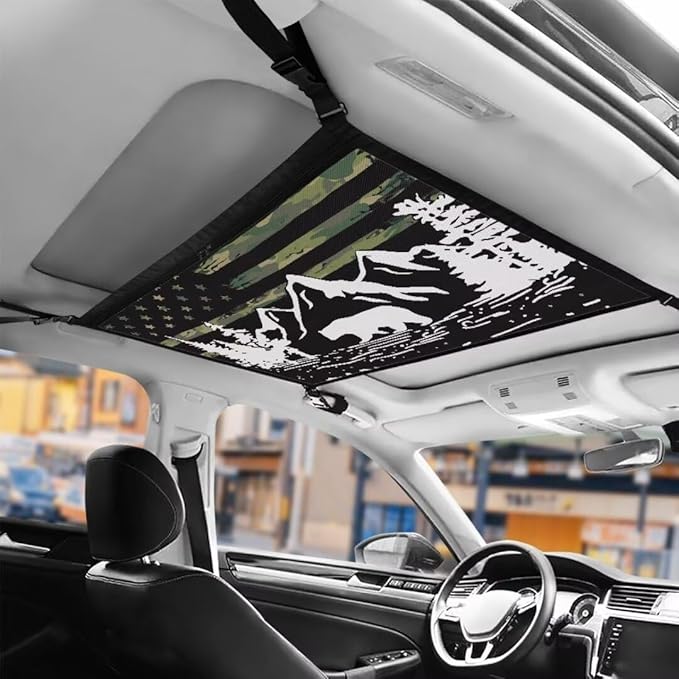 Mountain Flag Car Roof Storage Bag Multi-Purpose Seat Organizer Premium Car Seat Organizer Vehicle Passenger Seat Organization and Storage for Kids Adults Pets Items