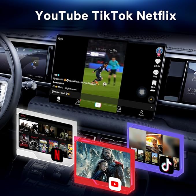 Wireless CarPlay Adapter for Netflix︱YouTube︱TikTok Streaming: CarlinKit Tbox (SM6225, 8-core, 8GB+128GB)