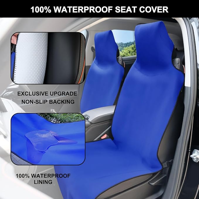 INFANZIA Premium Waterproof Seat Cover Towel Protector Neoprene Universal Fit, Upgraded 100% Washable & Removable Non-Slip Sweat Carseat Towel Covers, Perfect for Gym/Yoga/Workout（Royal Blue,2PCS