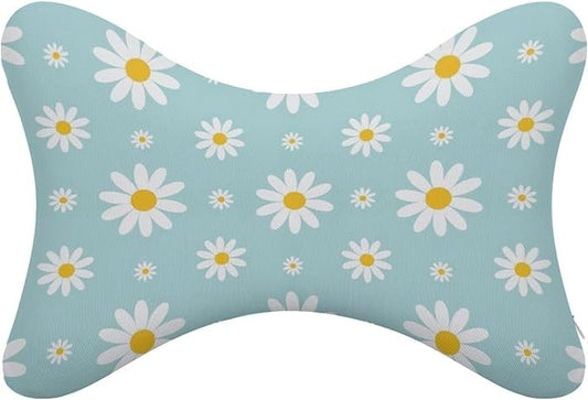 Car Headrest Pillow Compatible with Sky Blue Daisy Flowers, Cartoon Neck Pillow for Car, 2 Pcs Comfortable Soft Car Seat Pillow for Driving,Head Rest Cushion, Cute Neck Pillow for Travel