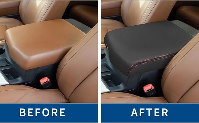 Compatible with Center Console Armrest Cover for Toyota Sequoia 2008-2022 & Tundra 2007-2013 Leather Arm Rest Storage Box Lids Cushion Protector Pad