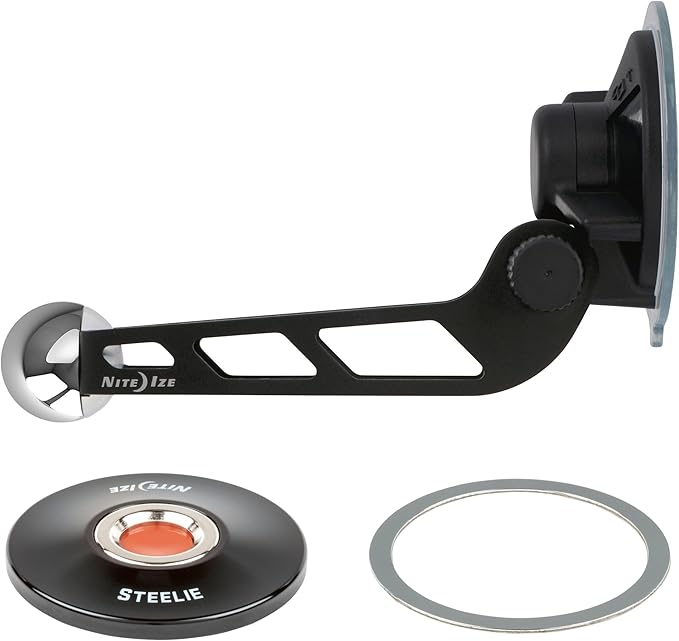 Nite Ize Steelie Windshield Kit - Magnetic Cell Phone Holder for Car Accessories - Sturdy Car Windshield Mount for Cell Phones - Orbiter Plus