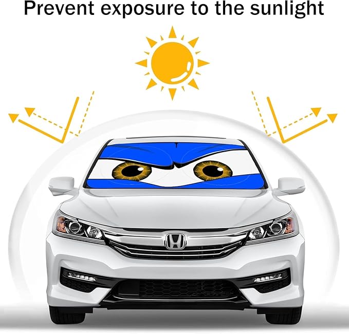 eygeufg Windshield Shade, Car Sun Shade for Front Windshield (Blue, Large)