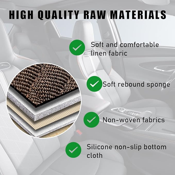 4PCS Car Seat Cover Pad, Breathable Auto Front Seat Bottom Cushion Mat & Seatback Cover, Soft Comfortable Vehicle Full Seat Protector, Universal Truck SUV Car Accessories (Coffee)
